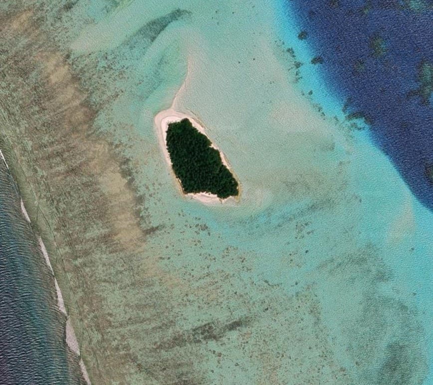 Satellite view of Beyrumauddoo, Gaafu Alifu Atoll, as shown in the Miliona Island Estates 2026 brochure
