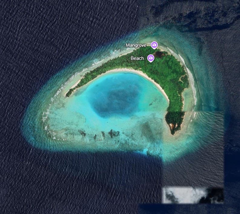 Satellite view of Kudalhaimendhoo, Shaviyani Atoll, as shown in the Miliona Island Estates 2026 brochure