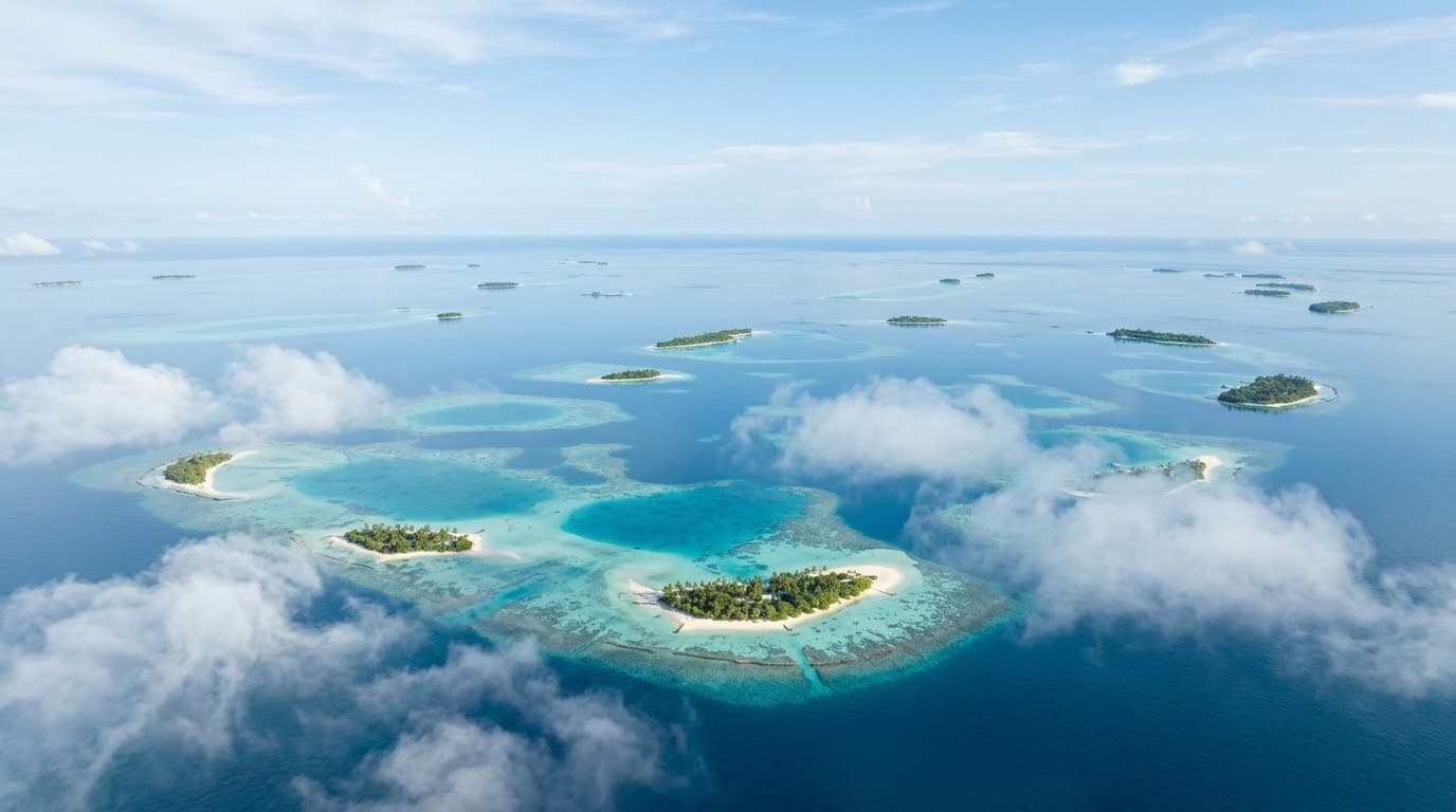 Illustrative aerial view of the Maldives